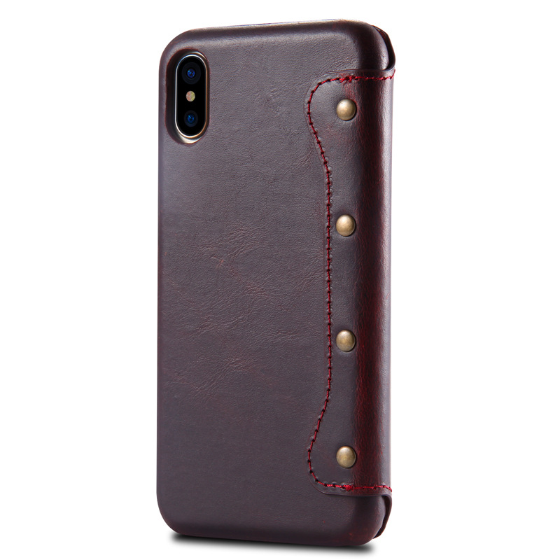 Top Grain Cowhide Oil Wax Flip Phone Case